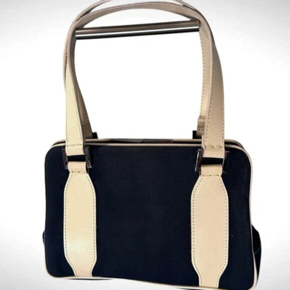Vintage Fendi‎ Mini Boston Top Handle Bag Navy Blue Satchel Luxury Travel Preppy - Picture 1 of 16